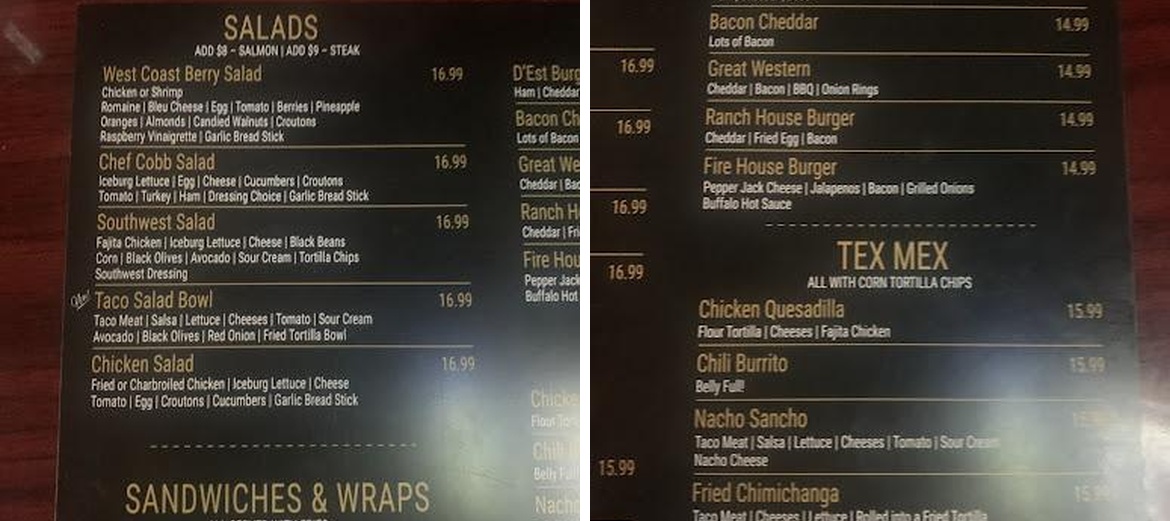 Uptown Cafe & Club D'Est Menu