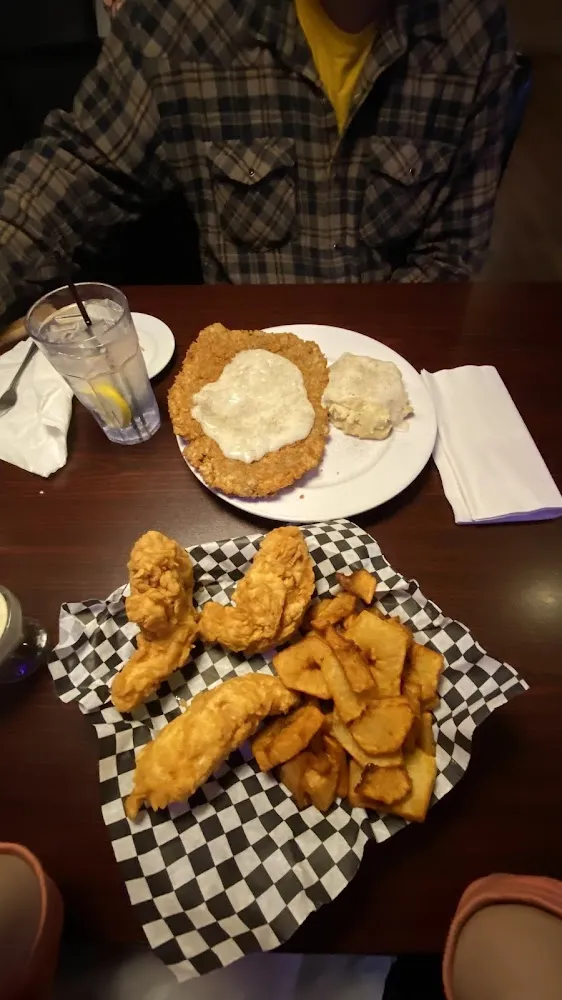 Chicken Fried Steak and Chicken Strips with Fries