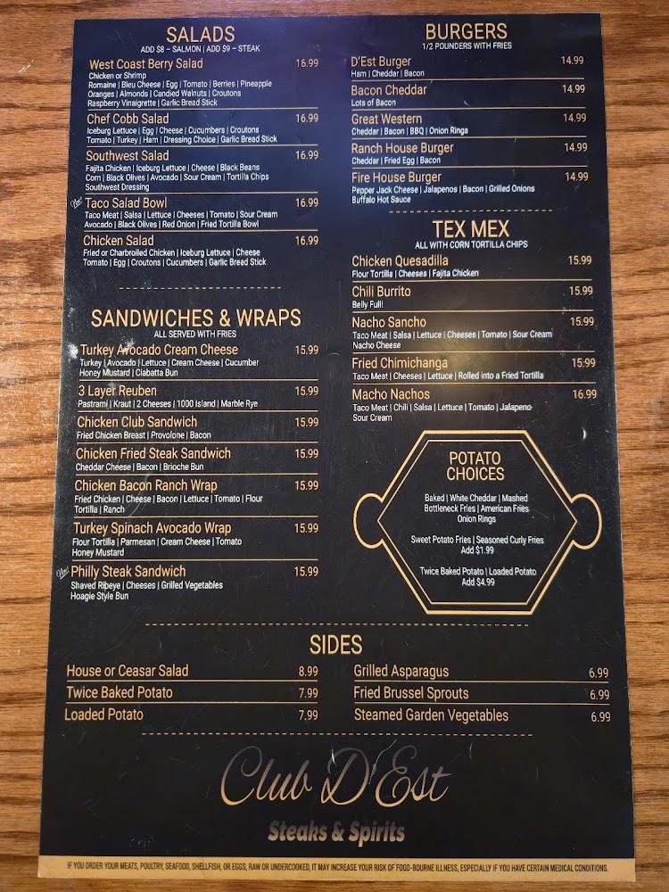Uptown Cafe & Club D'Est Menu image 1